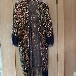 Sequin Fringe Kimono